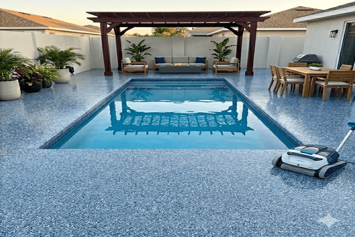 Animated pool deck before-and-after transformation showing a renewed outdoor surface
